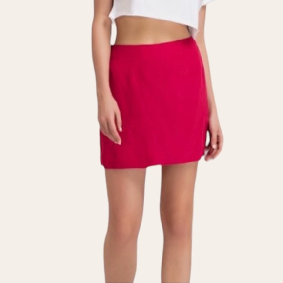 The Limited Textured Fur Wool Blend A Line Lined Career Mini Pencil Skirt Pink - Picture 2 of 11